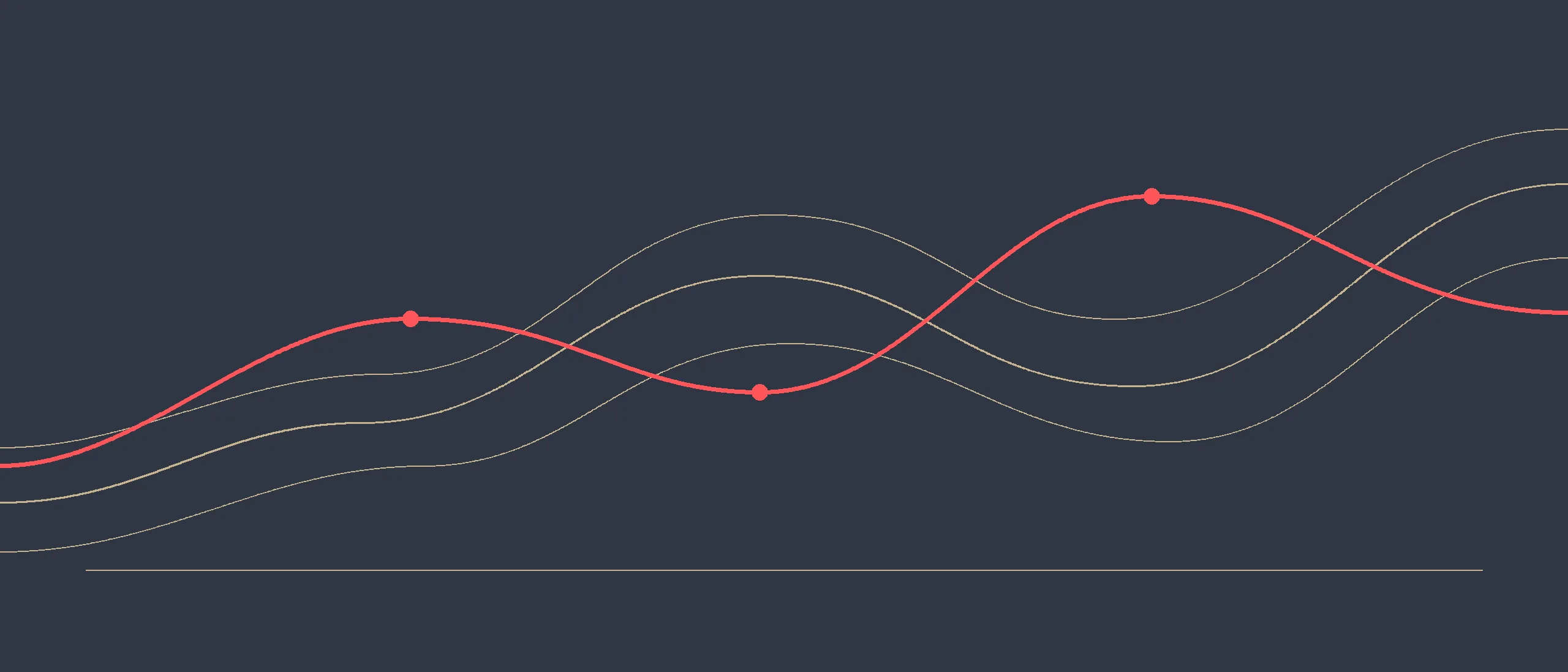 Abstract navy, sand and coral line graphic for the UK political podcast tracker